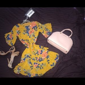 Mura Boutique Mustard Floral Print Dress